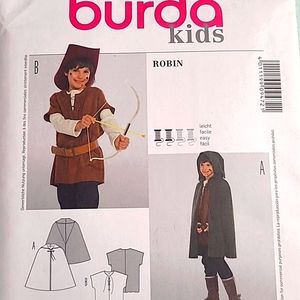 Burda 9472 Sewing Pattern Kids Boys Costume Robinhood Sizes 7 8 9 10 12 13 14 15